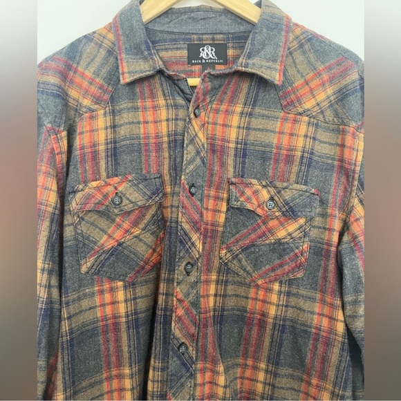 Rock & Republic Plaid Flannel Button Down Shirt Size XL - Picture 3 of 5